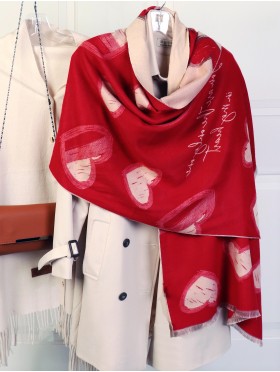 Super Soft Reversible Cashmere Feeling Heart Design Scarf